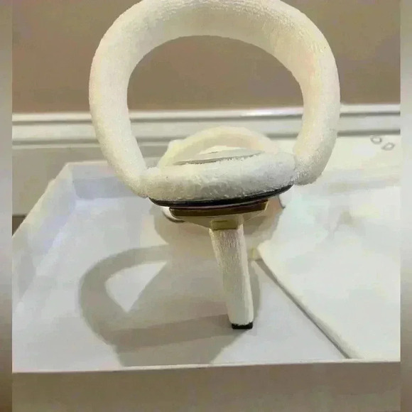 Good American sandal Terry cloth white made in Spain stiletto heels. 8.5 New - Picture 3 of 5